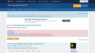 
                            1. error: invalid login when trying to update to j3 - Joomla! Forum ...