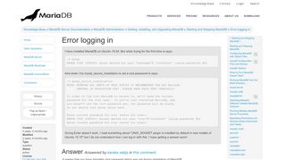 
                            9. Error logging in - MariaDB Knowledge Base