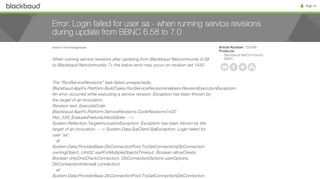 
                            9. Error: Login failed for user sa - when running service revisions during ...