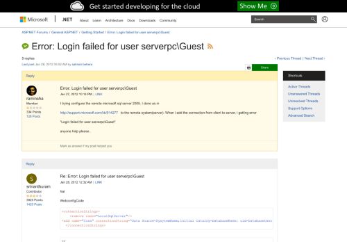 
                            6. Error: Login failed for user serverpc\Guest | The ASP.NET ...