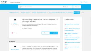 
                            1. error measage (The Hamachi server has denied your login request.)