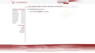 
                            3. Error Message - Alivemax