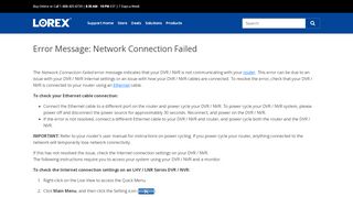 
                            12. Error Message: Network Connection Failed - Lorex Support - Article ...