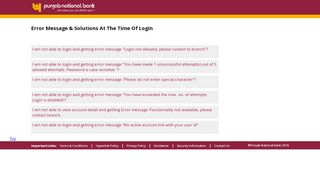 
                            1. Error Message & Solutions at the time of Login - PNB