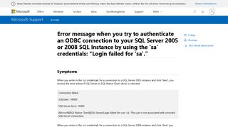 
                            4. Error message when you try to authenticate an ODBC connection to ...