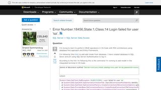 
                            4. Error Number:18456,State:1,Class:14 Login failed for user 'sa ...