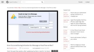 
                            11. Error Occurred During Activation for iMessage or FaceTime on Mac ...
