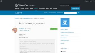 
                            7. Error: redirect_uri_mismatch | WordPress.org