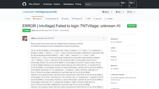 
                            5. ERROR [ tntvillage] Failed to login TNTVillage: unknown · Issue #8 ...