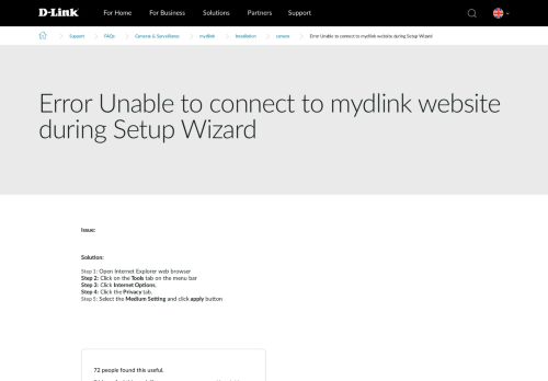 
                            5. Error Unable to connect to mydlink website during Setup Wizard | D ...