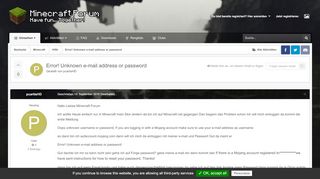 
                            8. Error! Unknown e-mail address or password - Hilfe - Minecraft Forum