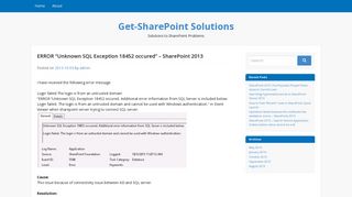 
                            10. ERROR “Unknown SQL Exception 18452 occured” – SharePoint 2013 ...