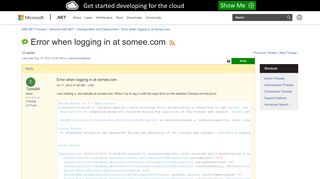 
                            3. Error when logging in at somee.com | The ASP.NET Forums