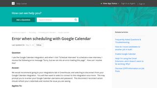 
                            11. Error when scheduling with Google Calendar – Greenhouse Support