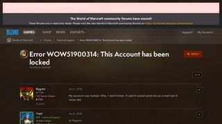 
                            1. Error WOW51900314: This Account has been locked - World of ...