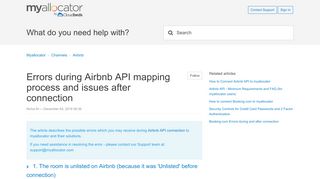 
                            10. Errors during Airbnb API mapping process and issues after connection ...