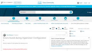 
                            1. Errors found during Hypervisor Configur... - Cisco Community