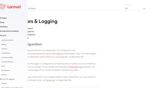 
                            3. Errors & Logging - Laravel - The PHP Framework For Web Artisans