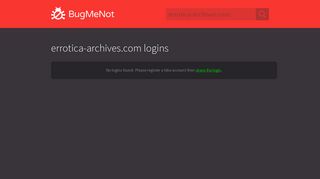 
                            6. errotica-archives.com passwords - BugMeNot