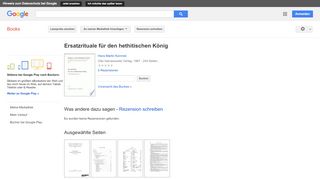 
                            6. Ersatzrituale für den hethitischen König - Google Books-Ergebnisseite