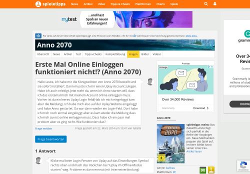
                            8. Erste Mal Online Einloggen funktion: Anno 2070 - Spieletipps