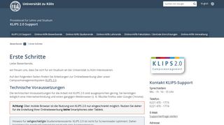 
                            12. Erste Schritte - KLIPS 2.0 - Support - Universität zu Köln