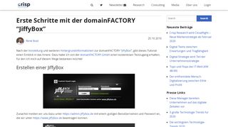 
                            8. Erste Schritte mit der domainFACTORY “JiffyBox” | Crisp Research