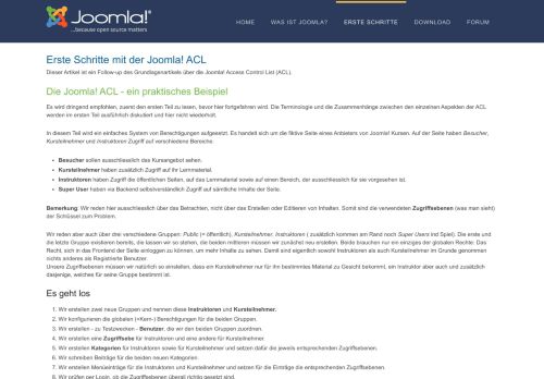 
                            5. Erste Schritte mit der Joomla! ACL