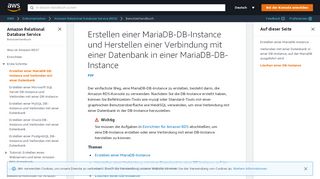 
                            3. Erstellen einer MariaDB-DB-Instance und Herstellen einer Verbindung ...