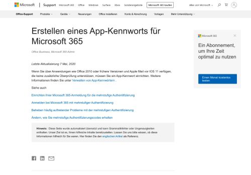 
                            1. Erstellen eines App-Kennworts für Office 365 - Office 365