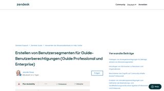 
                            3. Erstellen von Benutzersegmenten für Guide ... - Zendesk Support