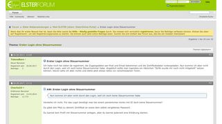 
                            1. Erster Login ohne Steuernummer - Elster-Forum