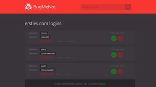 
                            5. ersties.com logins - BugMeNot