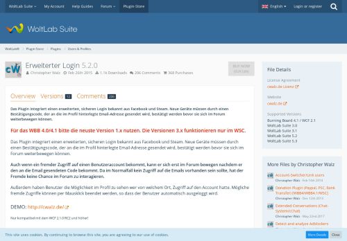 
                            1. Erweiterter Login - WoltLab® - Plugin-Store