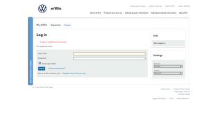 
                            4. erWin Log in < Volkswagen AG erWin Online