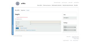 
                            2. erWin Log in < Volkswagen AG erWin Online