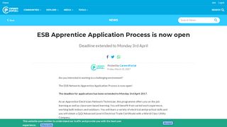 
                            5. ESB Apprentice Application Process is now open | CareersPortal.ie