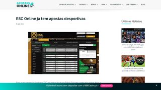 
                            2. ESC Online já tem apostas desportivas - Apostas Online