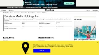 
                            9. Escalate Media Holdings Inc: Company Profile - Bloomberg