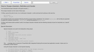 
                            8. Escape characters - PowerShell - SS64.com