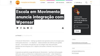 
                            9. Escola em Movimento anuncia integração com Wpensar - PORVIR