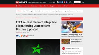 
                            13. ESEA release malware into public client, forcing users to farm Bitcoins ...