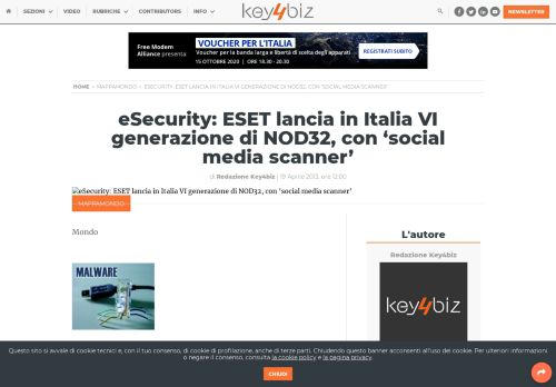 
                            10. eSecurity: ESET lancia in Italia VI generazione di NOD32, con 'social ...