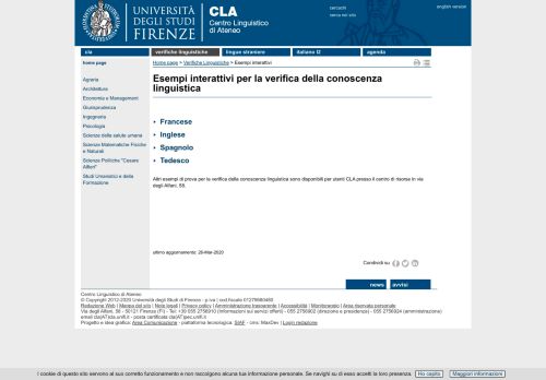 
                            11. Esempi interattivi - Verifiche Linguistiche - Centro ... - CLA - UniFI