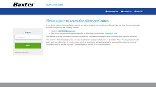 
                            1. eServices Login - Baxter