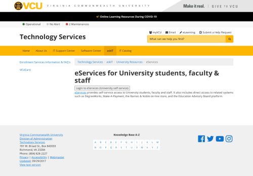 
                            5. eServices | Technology Services | VCU