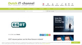 
                            11. ESET nieuwe partner van No More Ransom initiatief | Dutch IT-channel