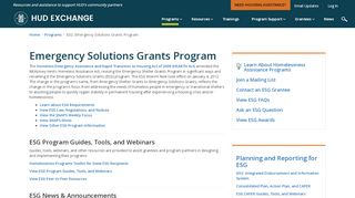 
                            7. ESG: Emergency Solutions Grants Program - HUD Exchange