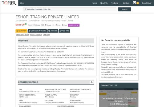 
                            5. Eshopi Trading Private Limited - Financial Reports, Balance Sheets ...