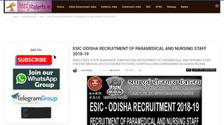 
                            8. ESIC ODISHA RECRUITMENT OF PARAMEDICAL AND NURSING ...